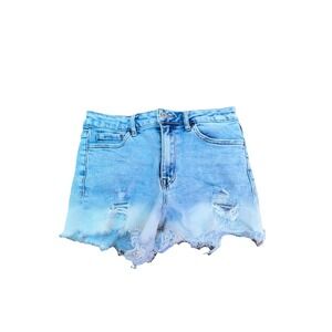 Vervet Distressed High Rise Ombre Jean Shorts Size Medium Bleach Dipped Cutoff